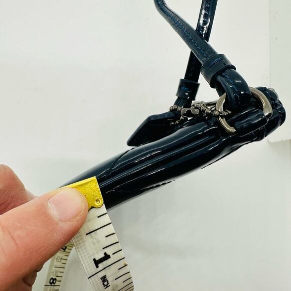 Coach Women's Dark Blue Poppy Patent Leather Coin Wristlet Purse - Picture 11 of 11